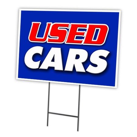 SIGNMISSION Used Cars Yard Sign & Stake outdoor plastic coroplast window C-2436-DS-Used Cars